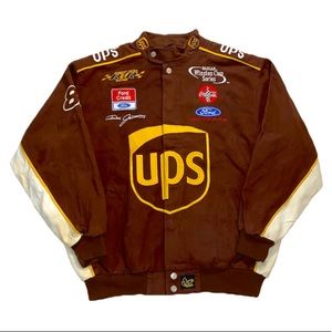 Amazing Retro Y2K Brown UPS NASCAR Jacket